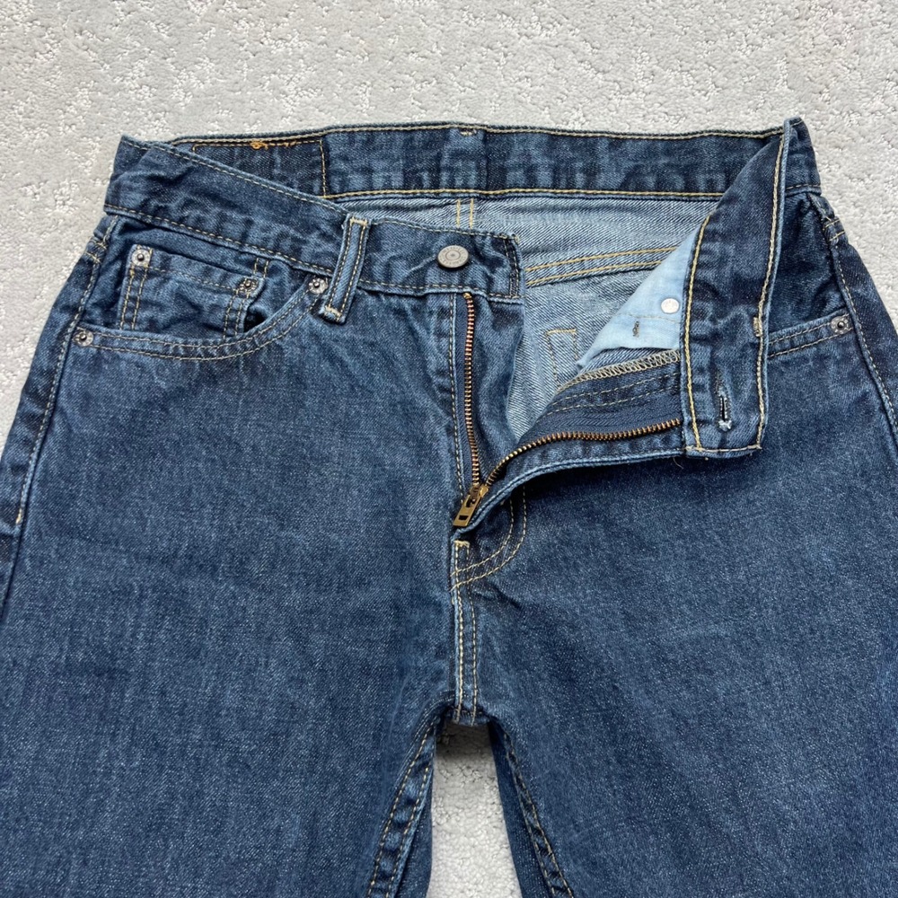 Levis 505 Jeans Mens 30x30(29x29.5) Regular Fit Straight Leg Dark Wash Raw Hem